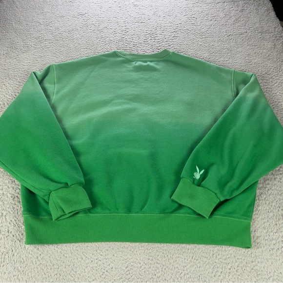 Playboy By Pacsun Sweatshirt Womens Small Green Crew Neck Embroidered Floral Y2K - Picture 9 of 9